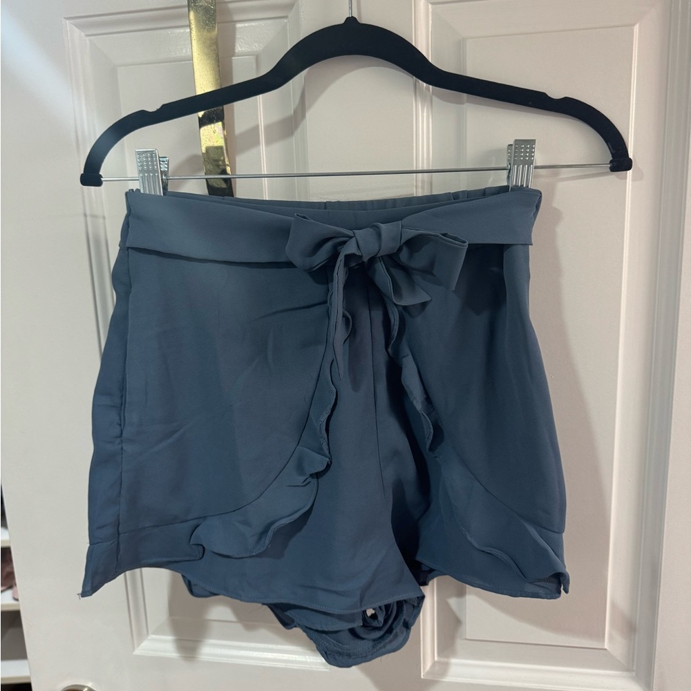 SHEIN High Waist Blue Ruffle Shorts